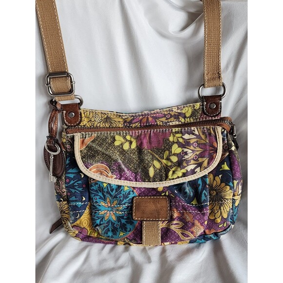 Fossil Long Live Vintage Patchwork Floral Crossbody Bag Purse Y2k Adjustable - Picture 1 of 16